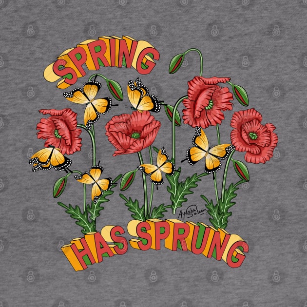 Spring Has Sprung - Poppies And Butterflies Art by Designoholic